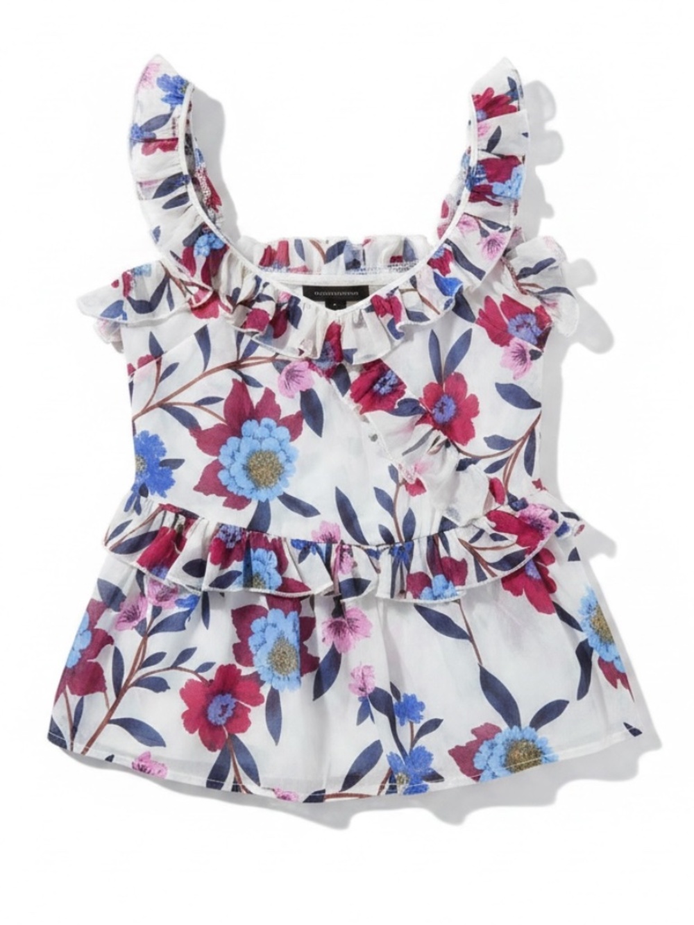 French Connection Floral Babydoll Ruffle Tank Top Size 6 Boho Cottagecore